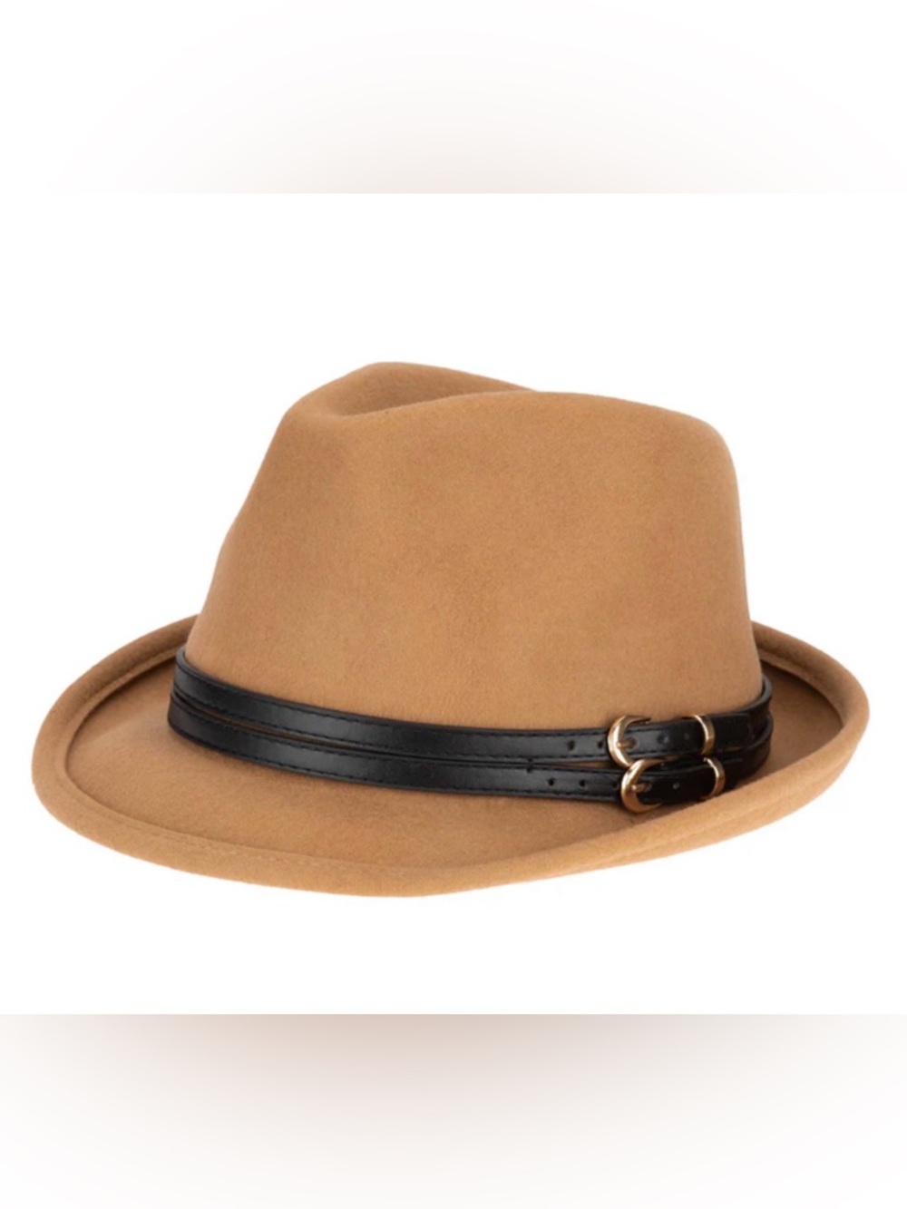 San Diego Hat Co Tan Felt Fedora Double Buckle NWT